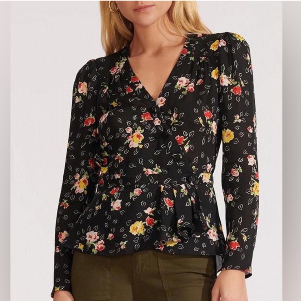 VERONICA BEARD Kiona Blouse Silk Floral Wrap Size 2‎